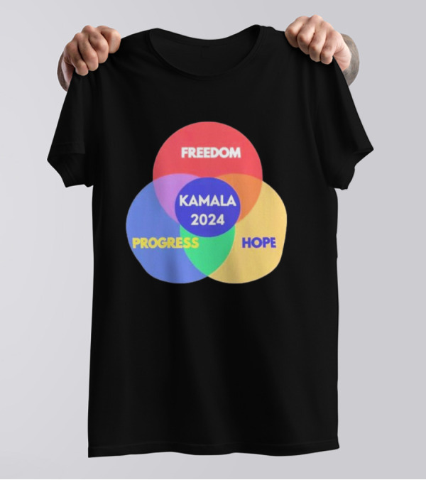 Kamala 2024 Venn Diagram Freedom Progress Hope T-Shirt