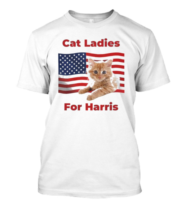 Cat Ladies For Harris Cute Cat America Flag Voting Power Women T-Shirt