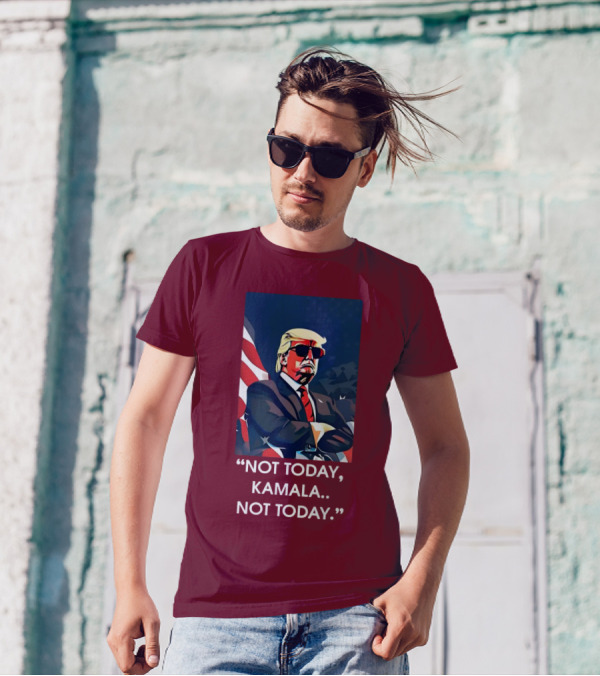 Not Today Kamala Not Today Trump American Flag Sunglasses T-Shirt
