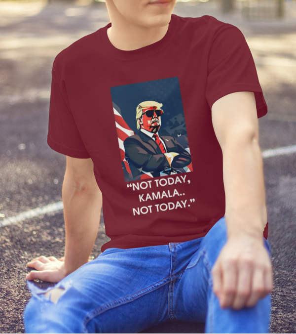 Not Today Kamala Not Today Trump American Flag Sunglasses T-Shirt