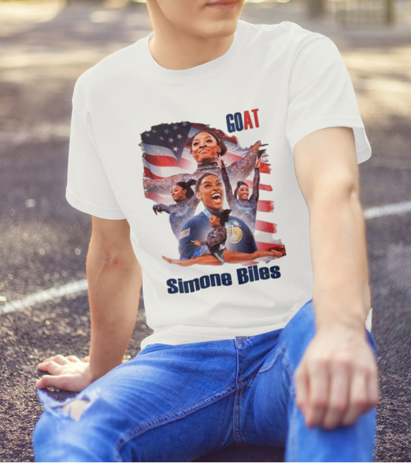 Simone Biles GOAT American Flag T-Shirt