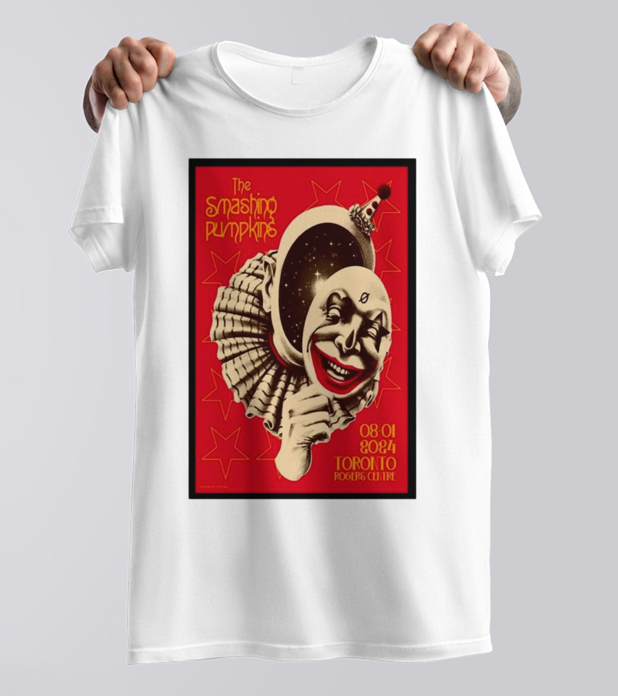 The Smashing Pumpkins Aug 1 2024 Toronto Rogers Centre Clown And Stars T-Shirt