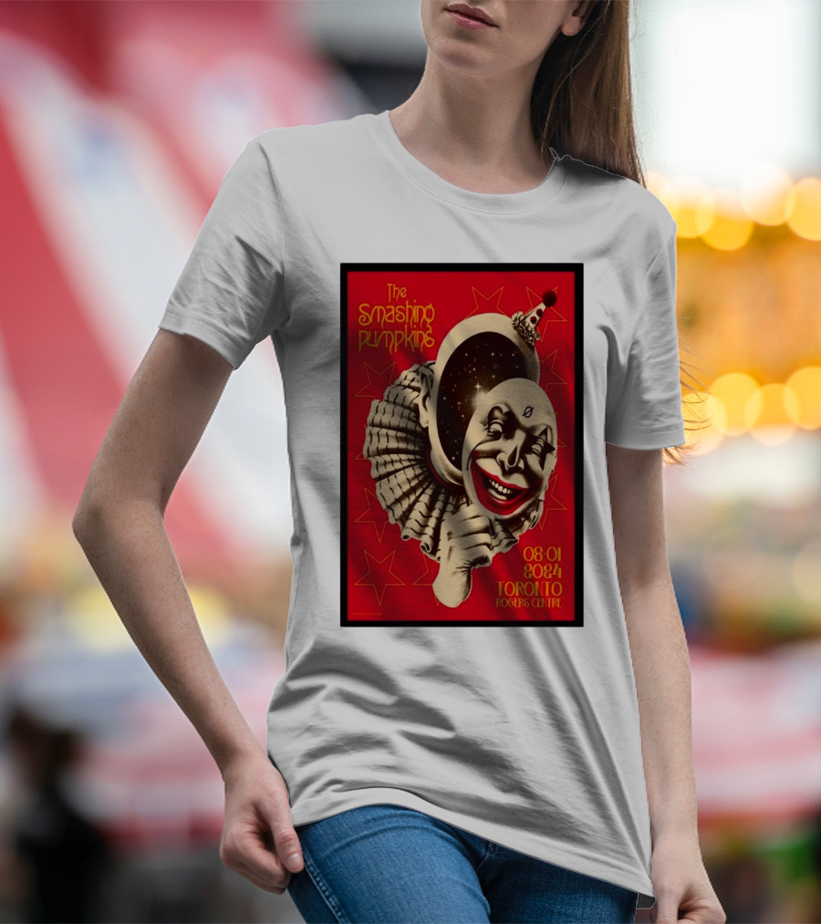 The Smashing Pumpkins Aug 1 2024 Toronto Rogers Centre Clown And Stars T-Shirt