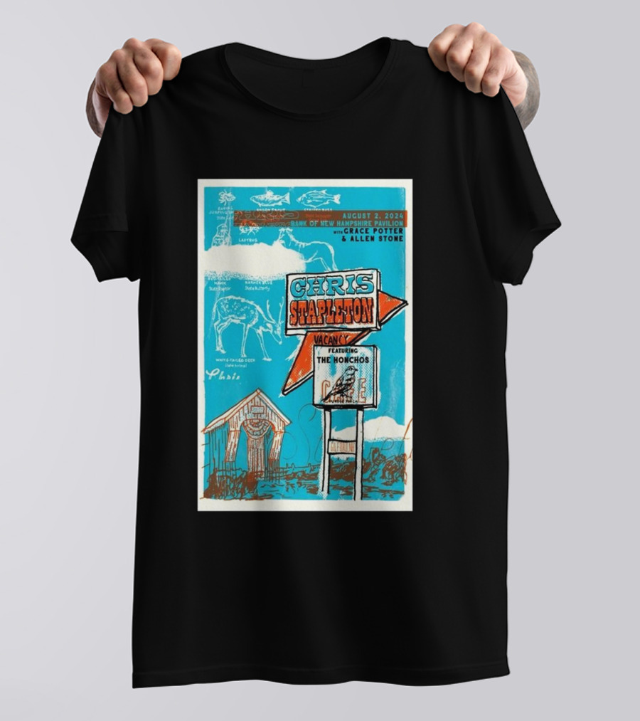 Chris Stapleton New Hampshire Pavilion August 2024 Featuring Grace Potter Allen Stone The Honchos T-Shirt