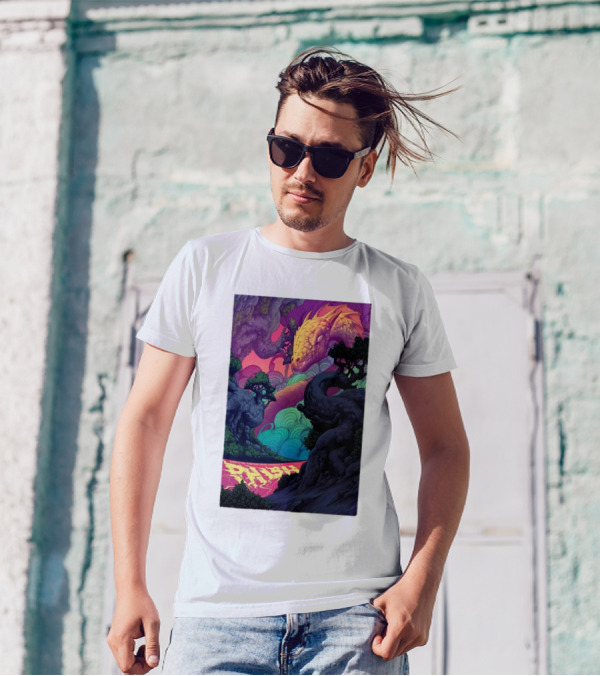 Phish Tour Noblesville Vibrant Dragon Nature Scene T-Shirt
