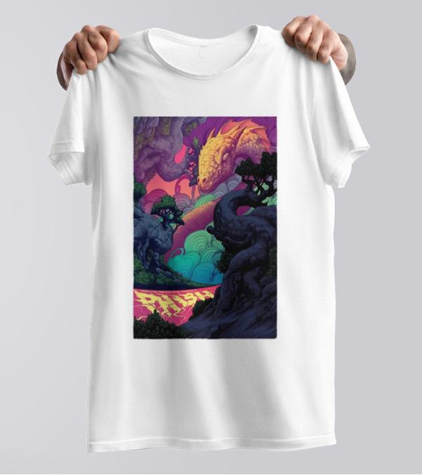 Phish Tour Noblesville Vibrant Dragon Nature Scene T-Shirt