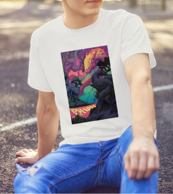 Phish Tour Noblesville Vibrant Dragon Nature Scene T-Shirt
