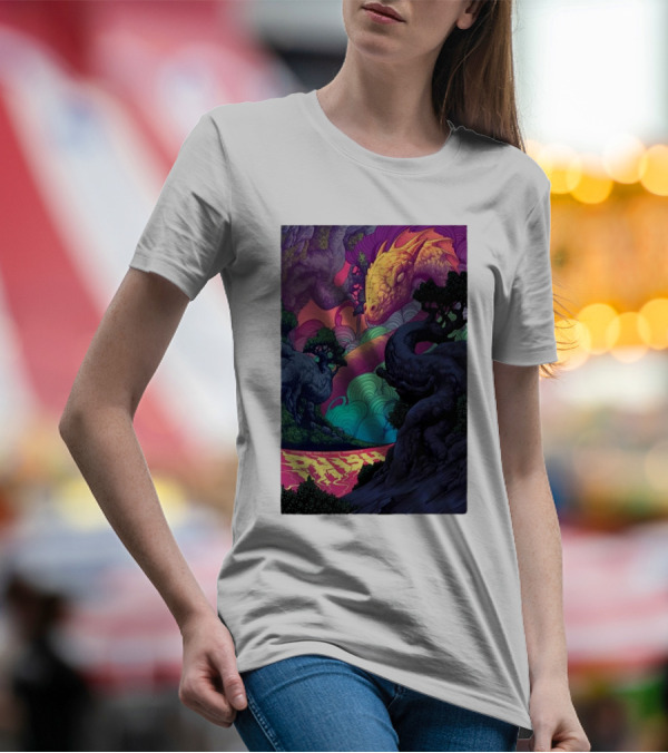 Phish Tour Noblesville Vibrant Dragon Nature Scene T-Shirt