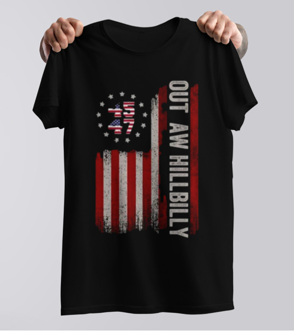 Outlaw Hillbilly Trump Vance 2024 Patriotic American Flag Stars Stripes T-Shirt