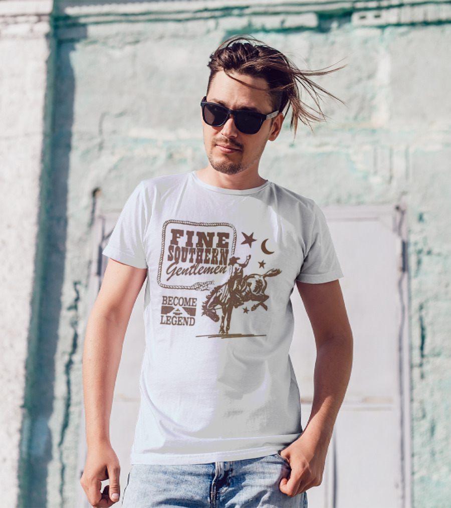 Fine Southern Gentlemen Become Legend Cowboy Moon And Stars T-Shirt