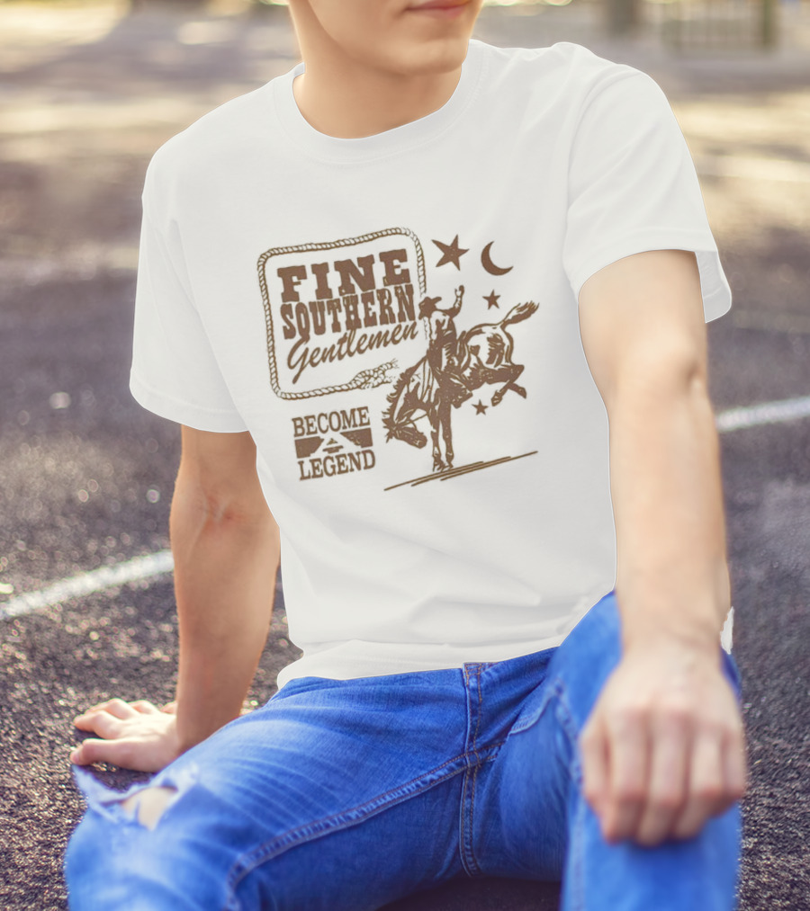 Fine Southern Gentlemen Become Legend Cowboy Moon And Stars T-Shirt