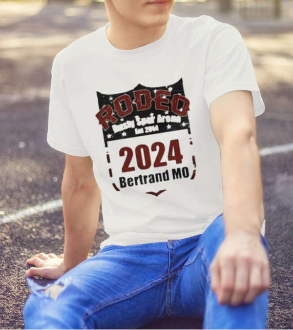 Rodeo Rusty Spur Arena 2024 Bertrand MO Stars And Stripes Shield T-Shirt