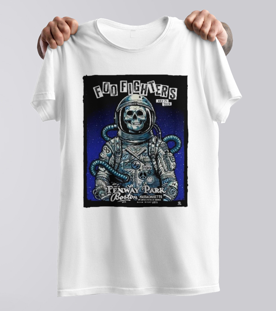 Foo Fighters July 21 2024 Fenway Park Boston Massachusetts Astronaut Skull T-Shirt