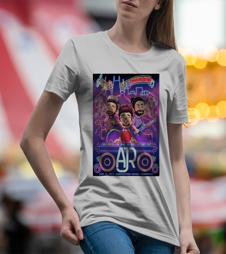 AJR Live At Bridgestone Arena Nashville July 31 2024 Music City Concert Event T-Shirt