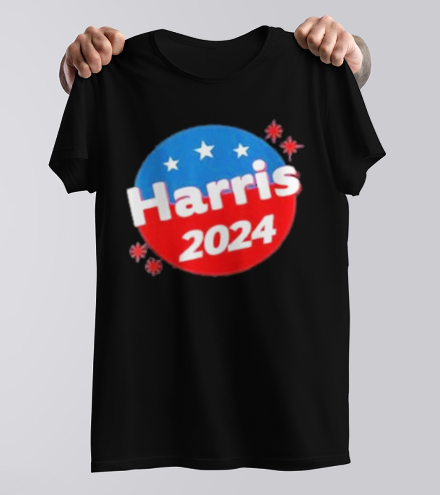 Harris 2024 US Election Campaign Stars Red And Blue Circle T-Shirt