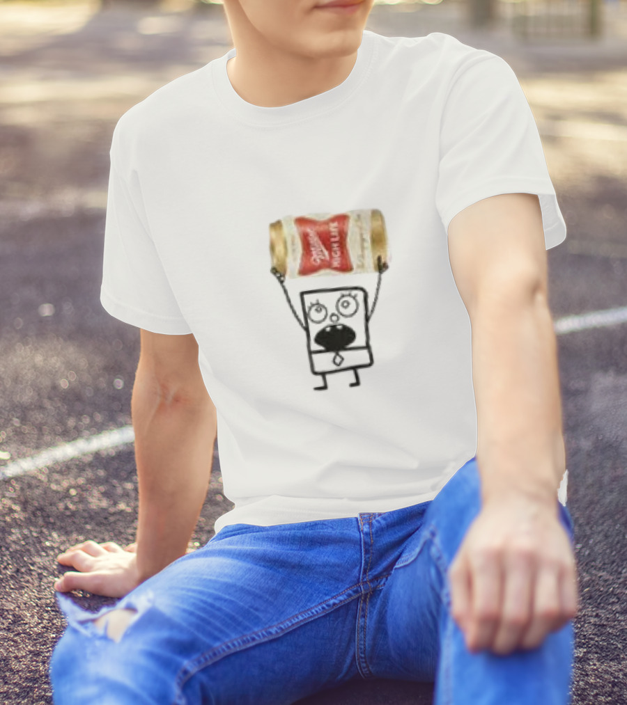 Miller High Life Doodlebob Holding Beer Can T-Shirt