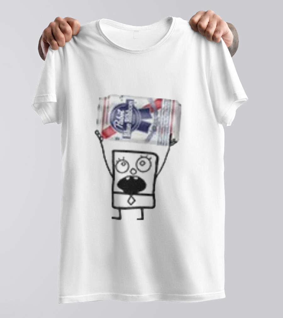 Pabst Blue Ribbon Doodlebob SpongeBob SquarePants Crossover T-Shirt