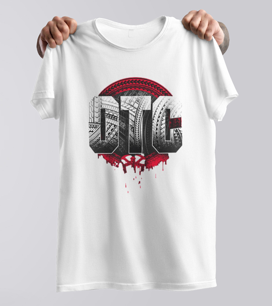 OTC Roman Reigns Tribal Pattern Red Drip T-Shirt