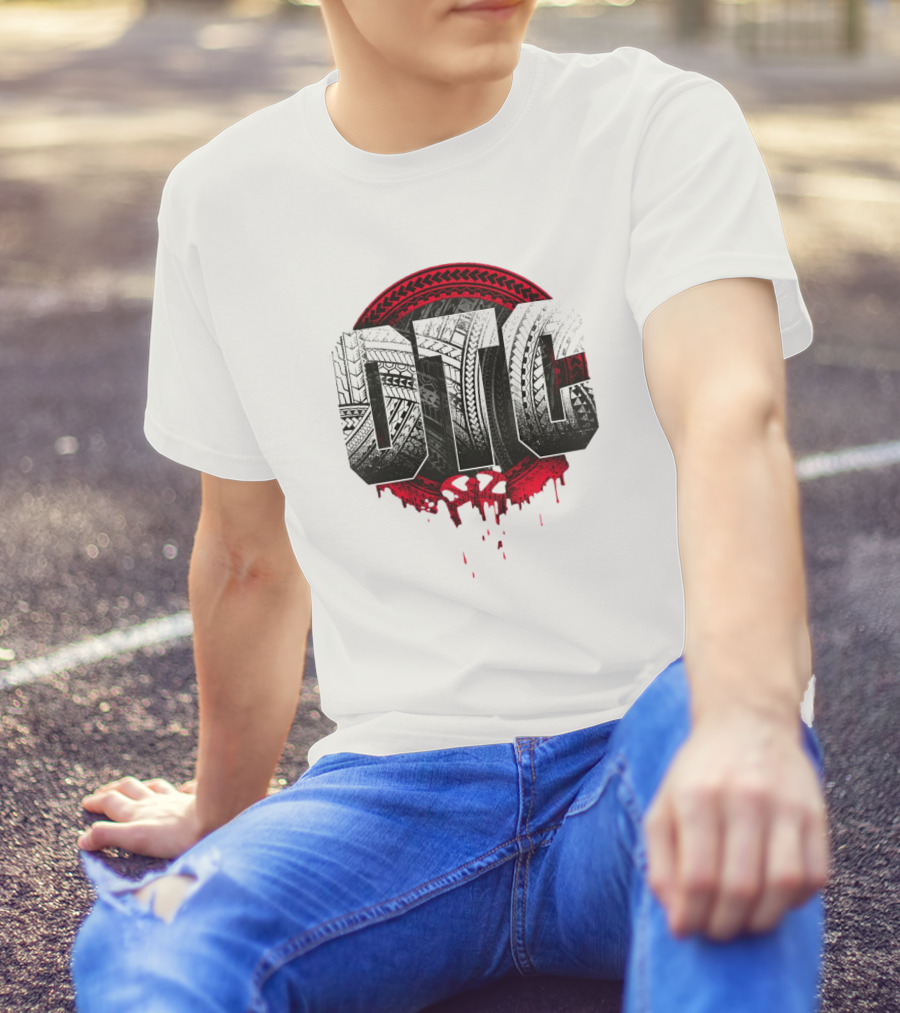 OTC Roman Reigns Tribal Pattern Red Drip T-Shirt