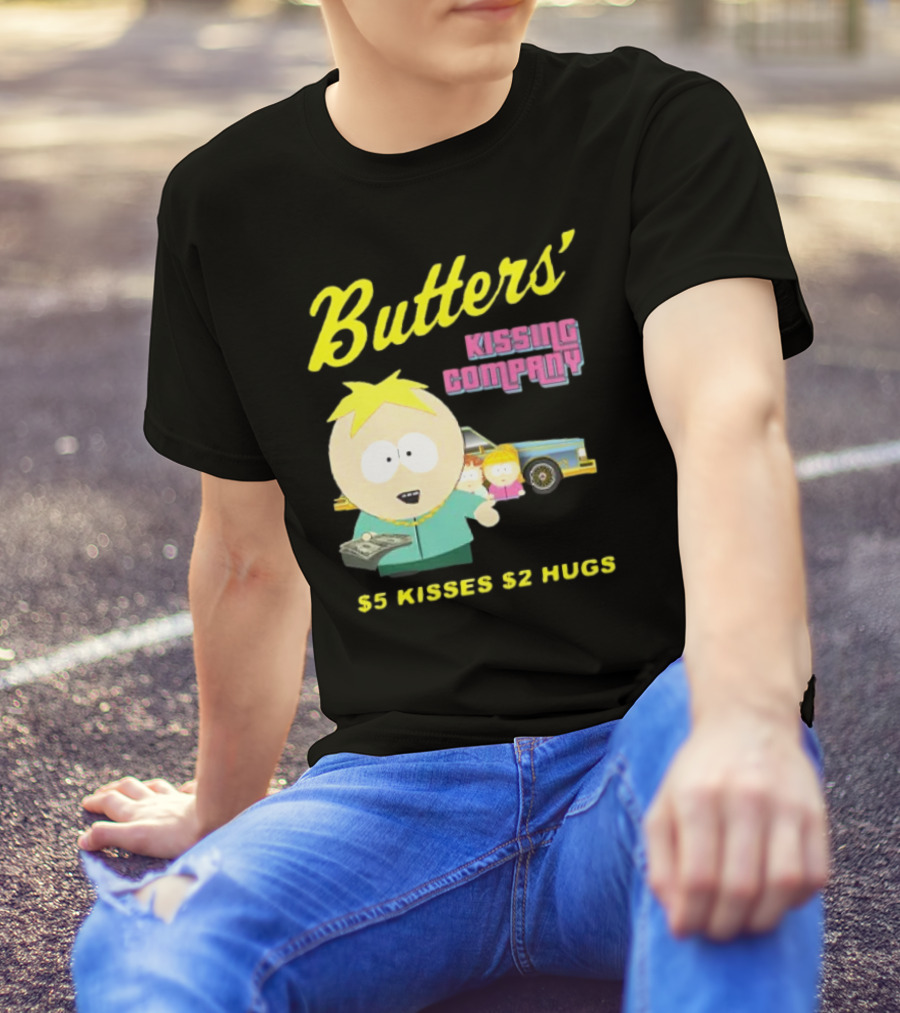 Butters' Kissing Company $5 Kisses $2 Hugs South Park Character T-Shirt