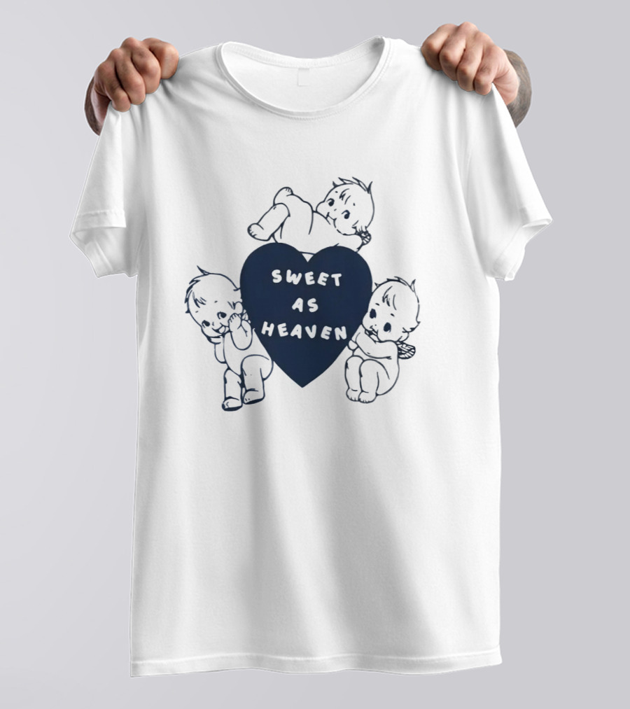 Sweet As Heaven Cherubs Blue Heart T-Shirt