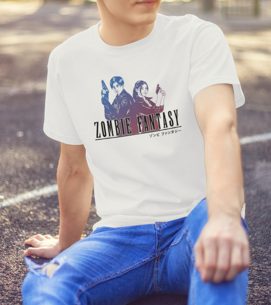 Zombie Fantasy Final Fantasy Resident Evil 2 Dual Character Fusion T-Shirt