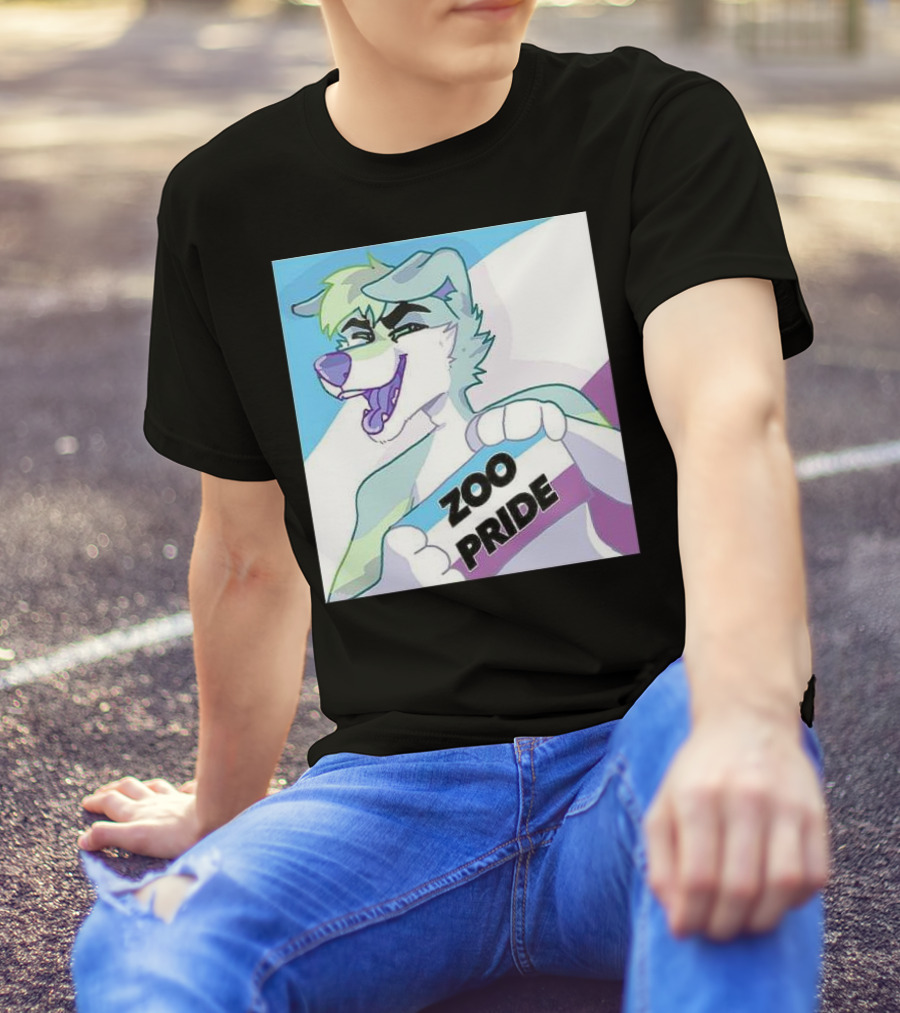 Zoo Pride Furry Character Holding Flag T-Shirt