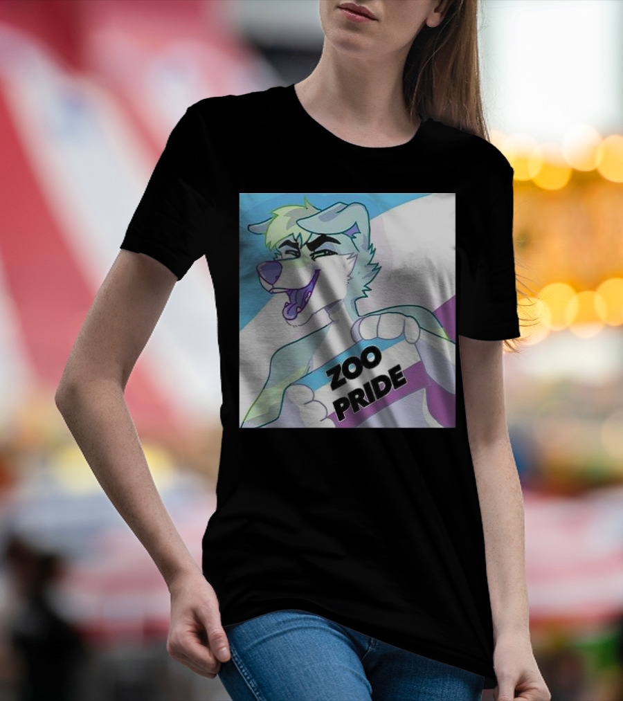 Zoo Pride Furry Character Holding Flag T-Shirt
