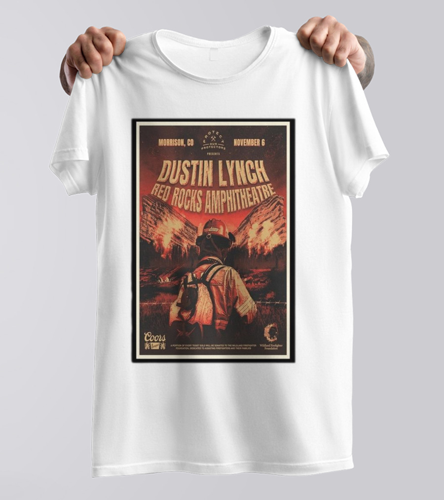 Dustin Lynch At Red Rocks Amphitheatre Morrison CO November 6 2024 Concert T-Shirt