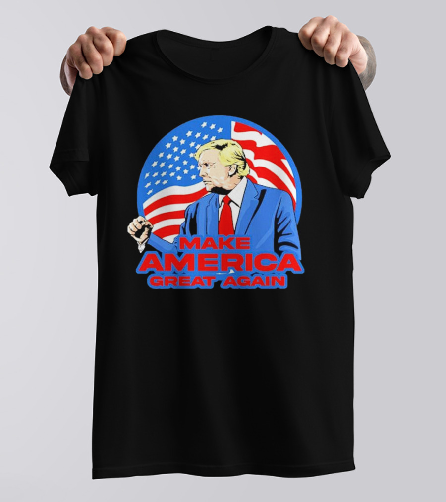 Make America Great Again Trump With American Flag T-Shirt