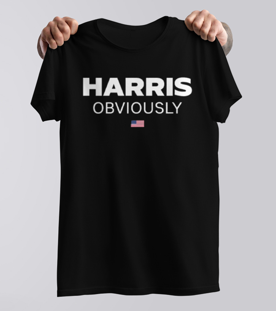 Harris Obviously Kamala Harris 2024 American Flag T-Shirt