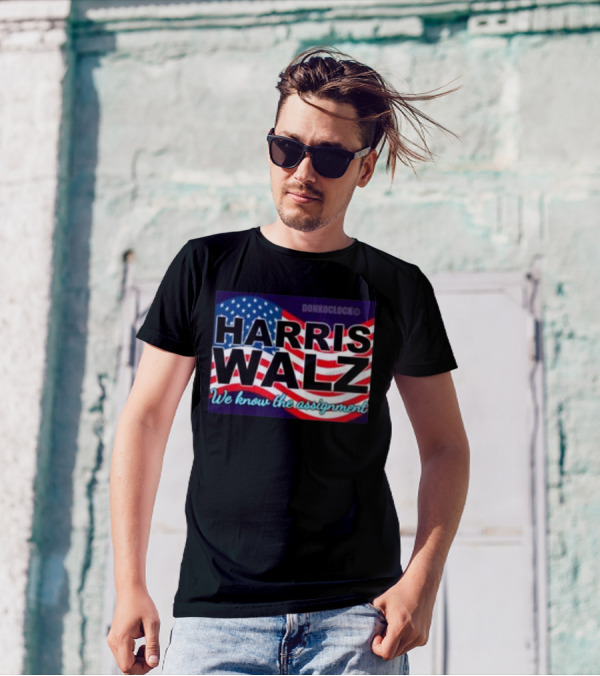 Harris Walz We Know The Assignment American Flag Style Donkonoclock T-Shirt