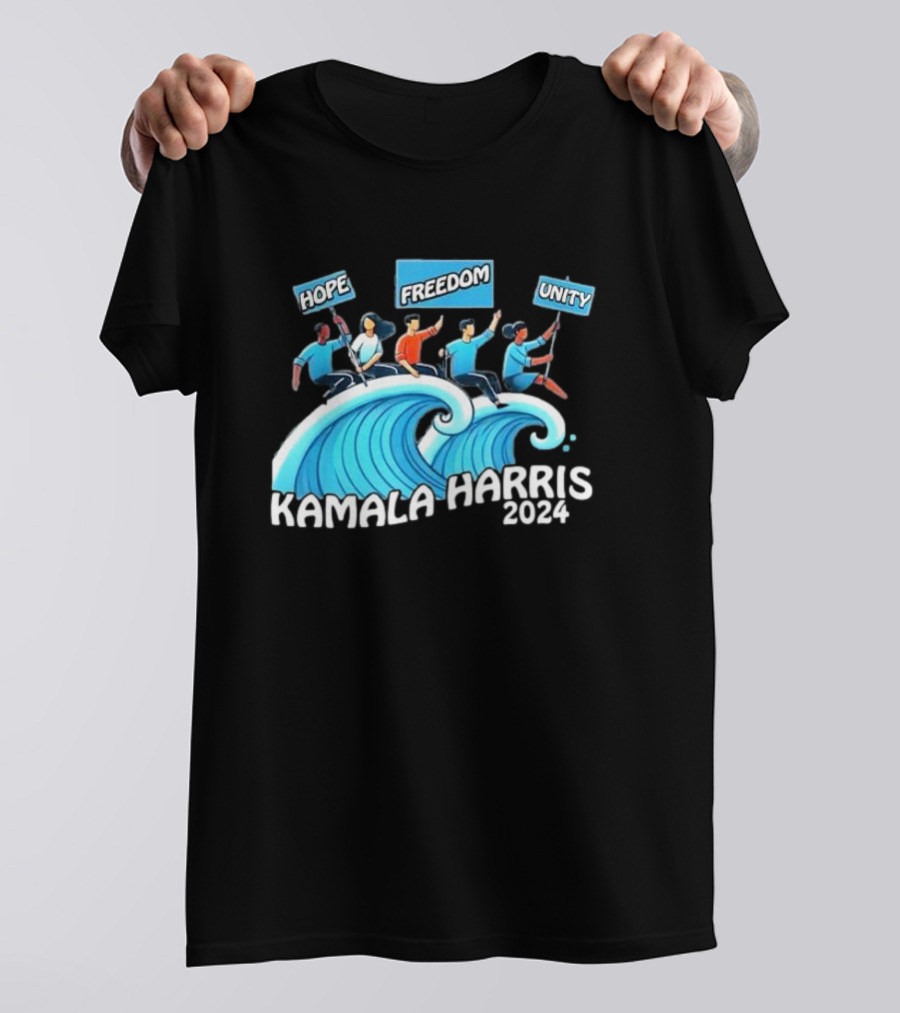 Hope Freedom Unity Kamala Harris 2024 Riding The Wave T-Shirt