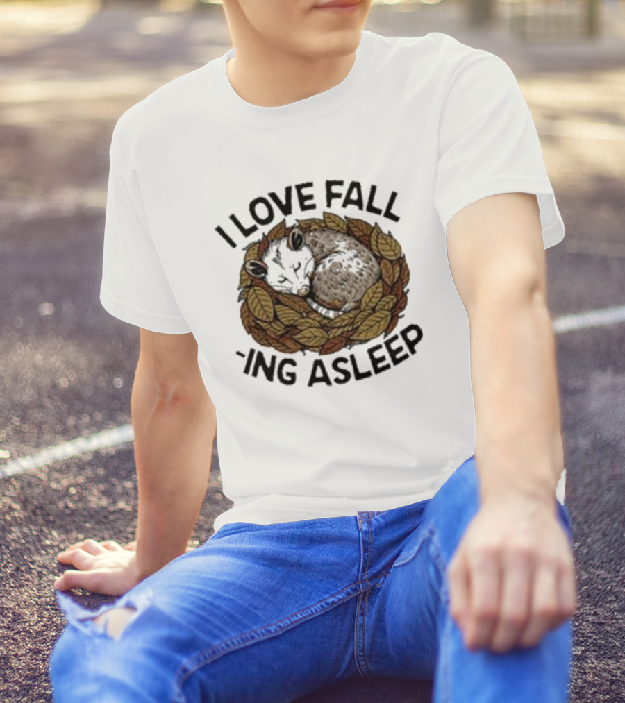 I Love Fall -ing Asleep Cozy Autumn Leaves Sheep T-Shirt