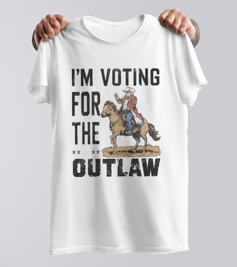 I'm Voting For The Outlaw Vintage Western Election Cowboy On Horseback T-Shirt