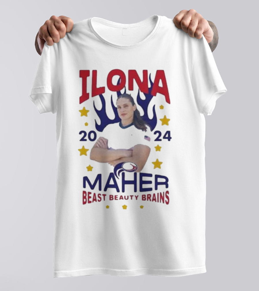 Ilona Maher 2024 Beast Beauty Brains Maher-Spangled Banner T-Shirt