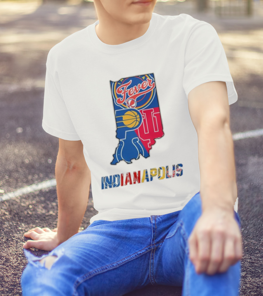 Indianapolis Fever Pacers IU Colts Map T-Shirt