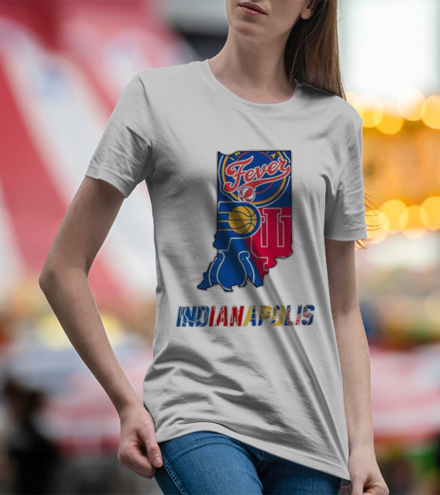 Indianapolis Fever Pacers IU Colts Map T-Shirt