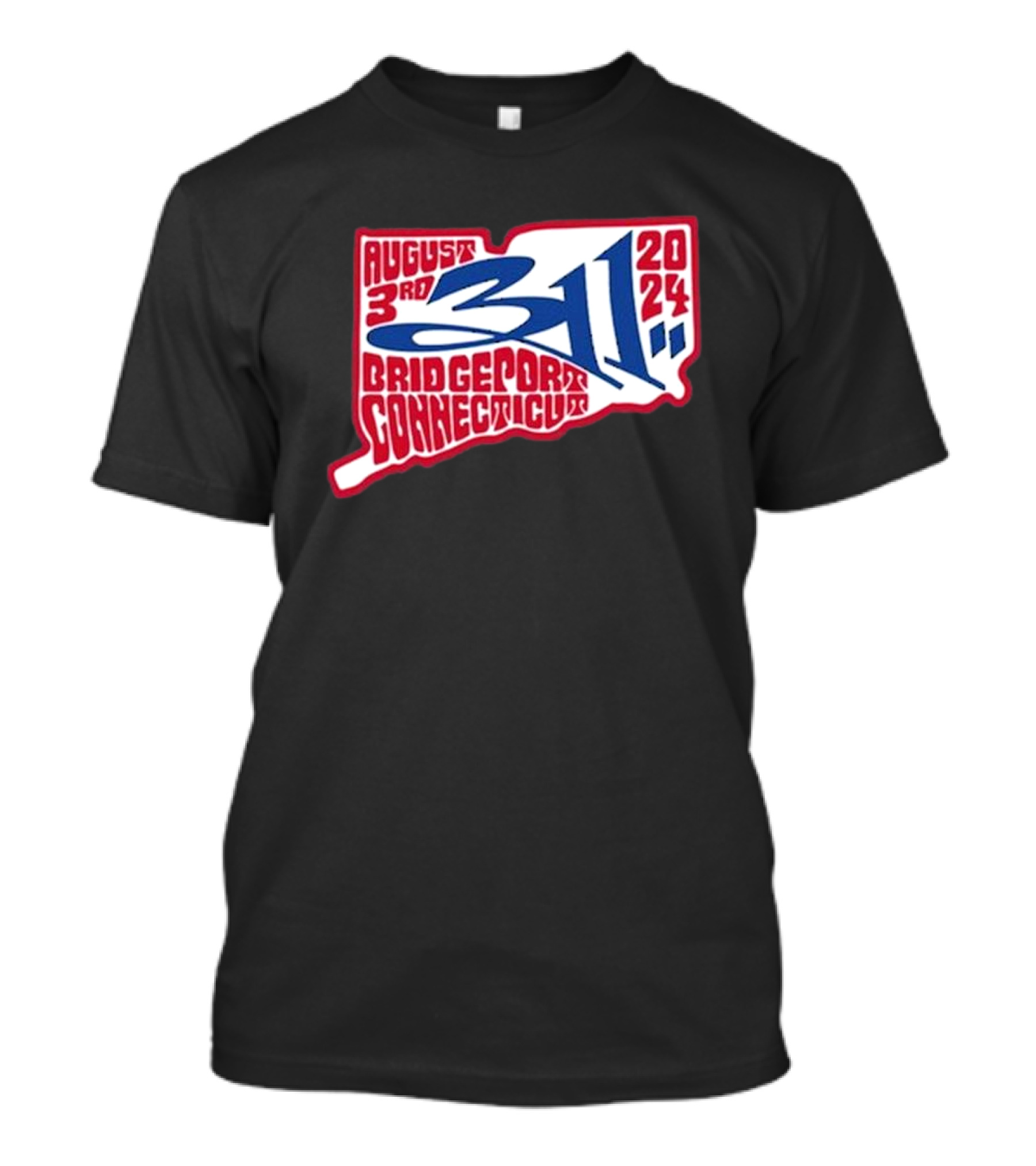 311 August 3rd 2024 Bridgeport Connecticut Map T-Shirt