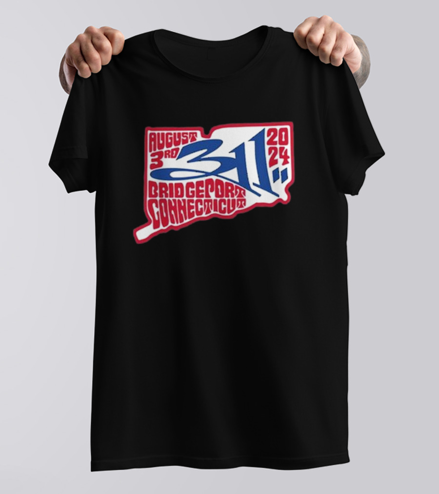 311 August 3rd 2024 Bridgeport Connecticut Map T-Shirt