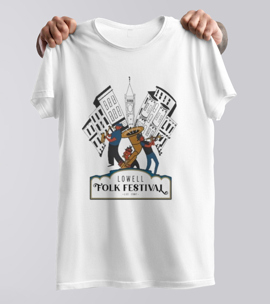 Lowell Folk Festival 2024 Cityscape Jazz Musicians T-Shirt