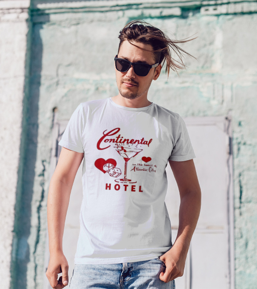 Continental Hotel In The Heart Of Atlantic City With Hearts And Martini Glass T-Shirt