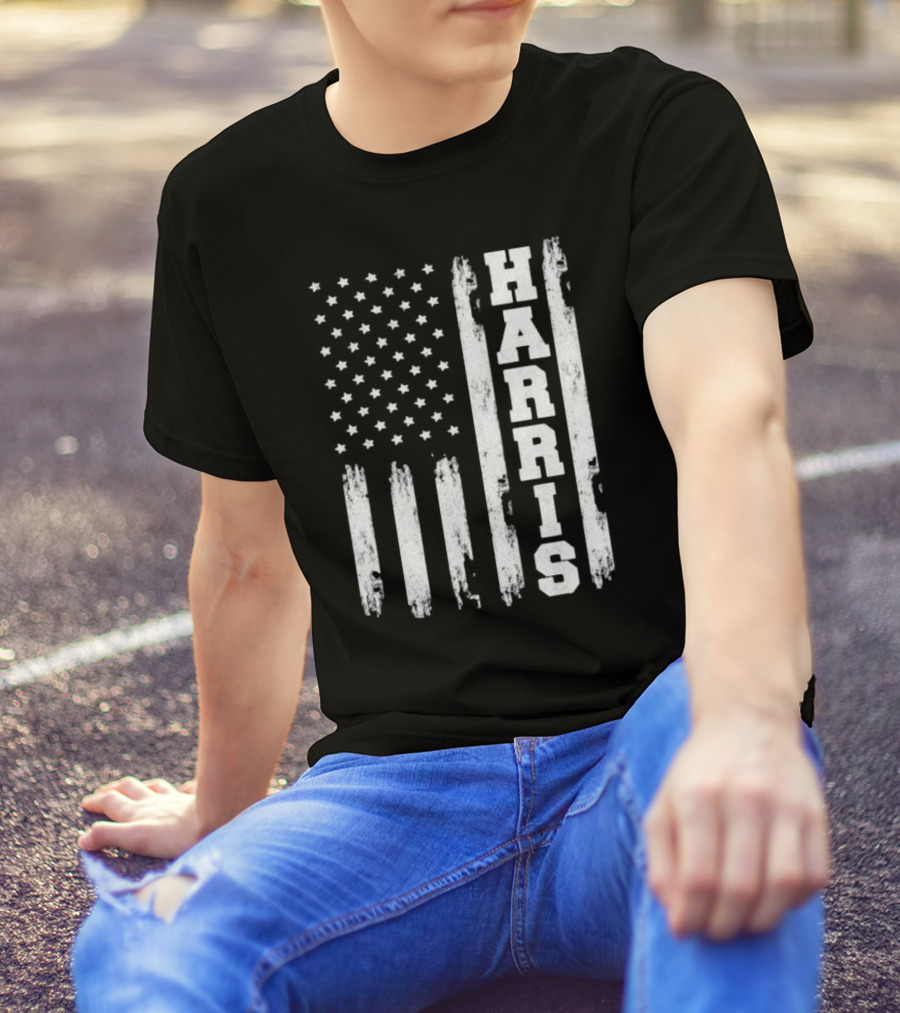 Harris 2024 American Flag Vertical Campaign T-Shirt