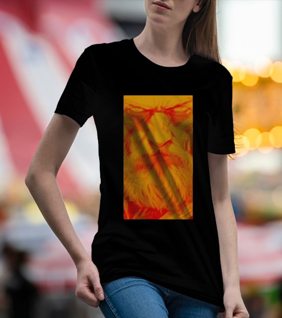 Animated Zeus Face Design Orange Beard Mythology T-Shirt