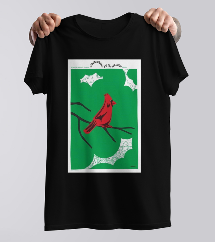 Jason Isbell And The 400 Unit August 8 2024 The Factory St. Louis MO Cardinal On Green Branches T-Shirt