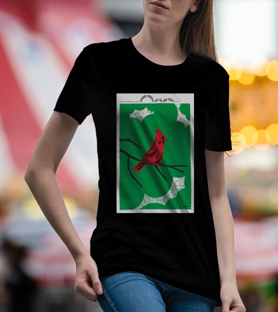 Jason Isbell And The 400 Unit August 8 2024 The Factory St. Louis MO Cardinal On Green Branches T-Shirt