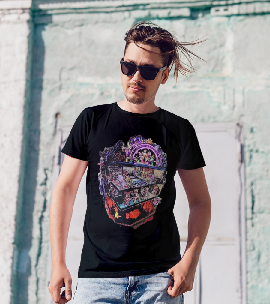 Walkapedia Ultrashield Race Products Colorful Cartoon Characters Scene T-Shirt