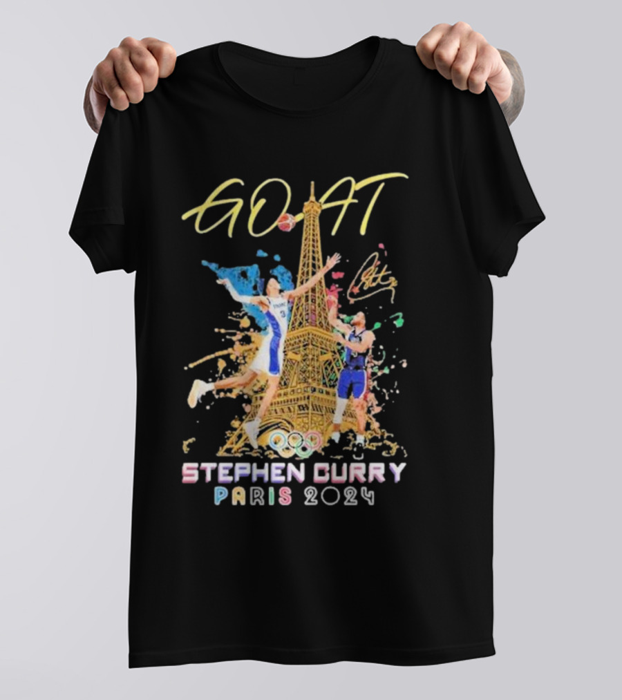 GOAT Stephen Curry Paris 2024 Eiffel Tower Olympics Basketball T-Shirt