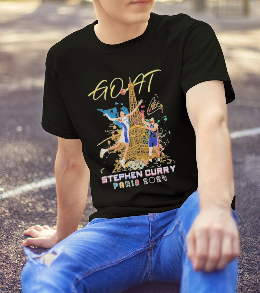 GOAT Stephen Curry Paris 2024 Eiffel Tower Olympics Basketball T-Shirt