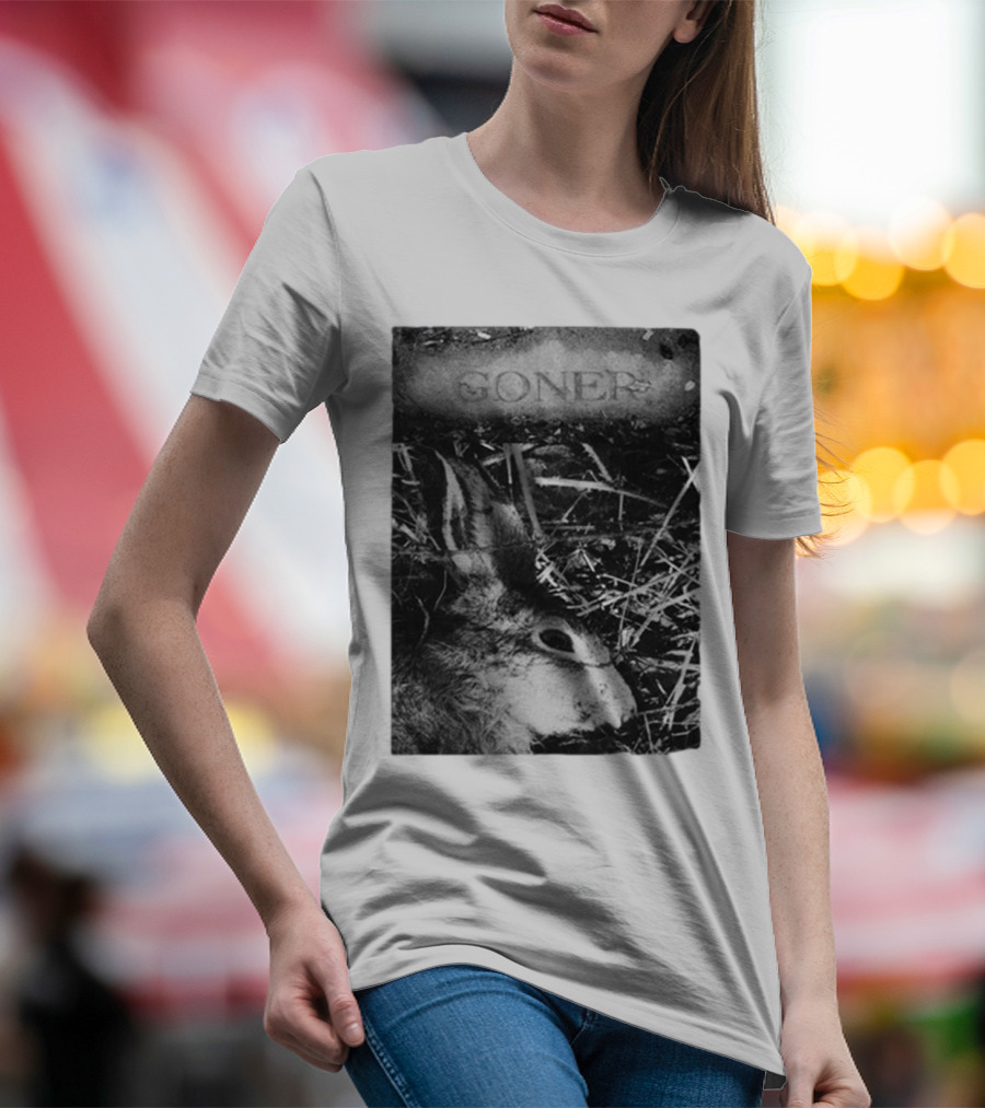 Goner Rabbit Black And White Image With Rustic Background T-Shirt